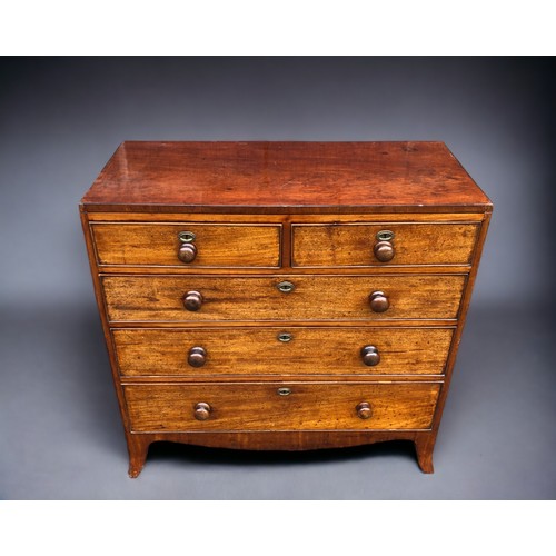 292 - Georgian 2 over 3 Mahogany Chest of Drawers. Nice useful proportions. Turned mahogany handles with B... 