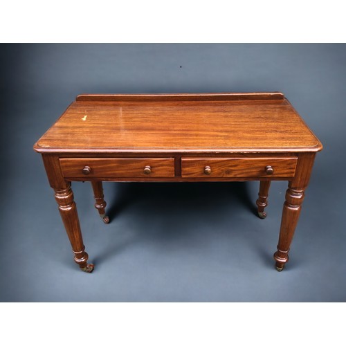 294 - A Victorian Maple & Co Mahogany writing table.
Having 2 drawers. The Right hand drawer stamped Maple... 