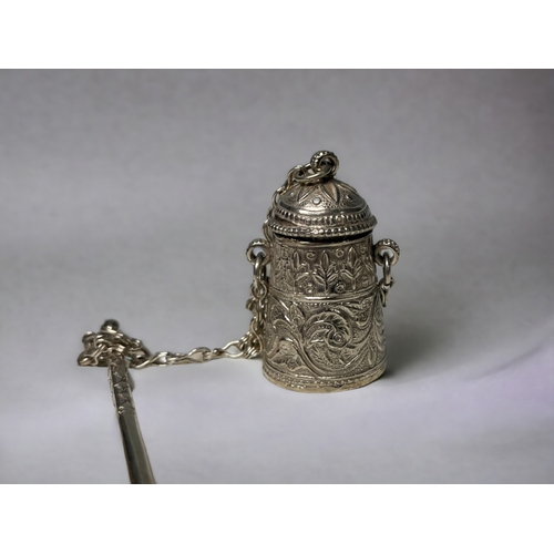 186 - Two Omani silver Kohl pots.
With Applicators. Unmarked.