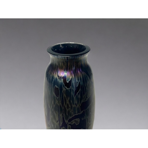 420 - A studio glass Iridescent glass vase.
Attributed to Michael Harris for Royal Brierly.
In the 'Loetz'... 