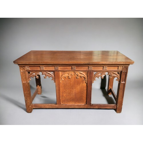 331 - Ecclesiastical Oak Gothic Revival Altar Table. Altar table came from a church in Dudley, Early 20th ... 