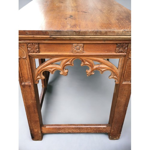 331 - Ecclesiastical Oak Gothic Revival Altar Table. Altar table came from a church in Dudley, Early 20th ... 