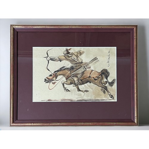 153 - Pair of Mogal warrior on horseback water colours.
Both signed framed and glazed.
Height 41cm x Width... 