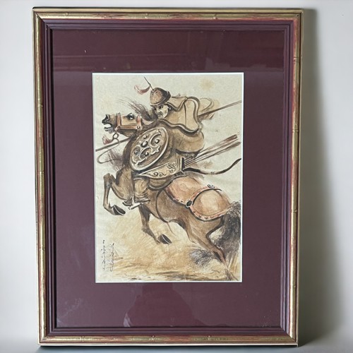 153 - Pair of Mogal warrior on horseback water colours.
Both signed framed and glazed.
Height 41cm x Width... 