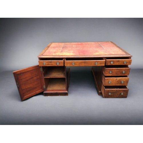 210 - Large, Early 19th Century Mahogany Leather topped Partners Desk. Makers label for W.H Travers, lovel... 