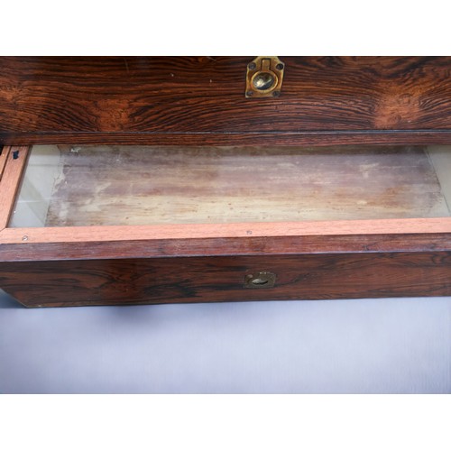 295A - A Victorian Rosewood veneered Collectors Chest, Glass lift out lids in the drawers, campaign style b... 