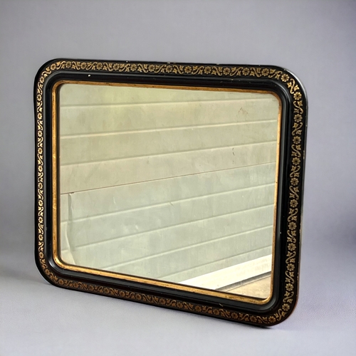 119 - A French 19th century Louis-Philippe Mirror. Black ground with gilt foliate design. Approx dimension... 