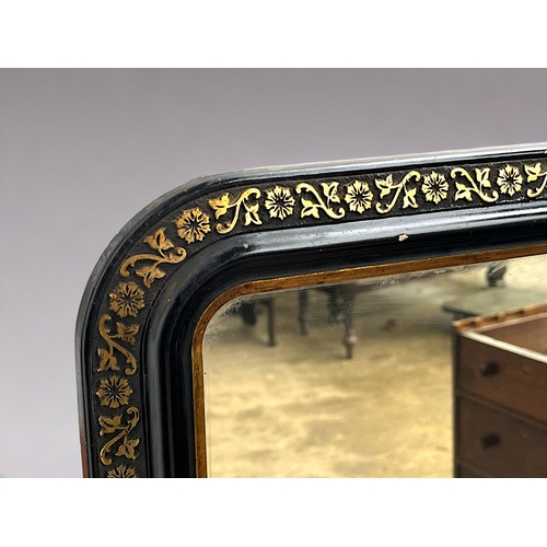 119 - A French 19th century Louis-Philippe Mirror. Black ground with gilt foliate design. Approx dimension... 