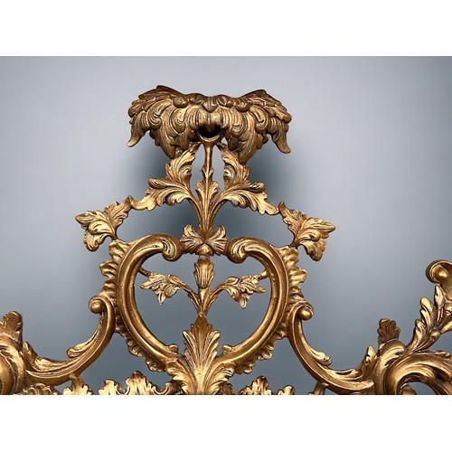 121 - A Large Italian, hand carved Gilt Wood Rococo Mirror. In the venetian style. Scrolling foliate motif... 