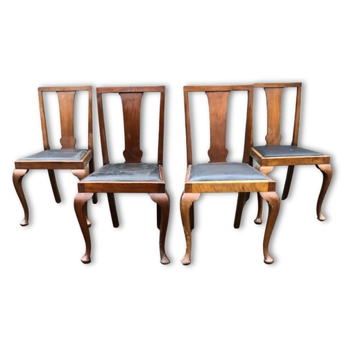 9 - Set of 4 Georgian Style Dining Chairs. Leatherette seat inserts.