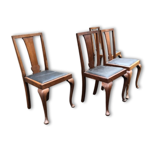 9 - Set of 4 Georgian Style Dining Chairs. Leatherette seat inserts.