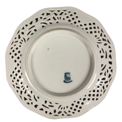 84 - Two Dresden Lattice Plates with Floral Design