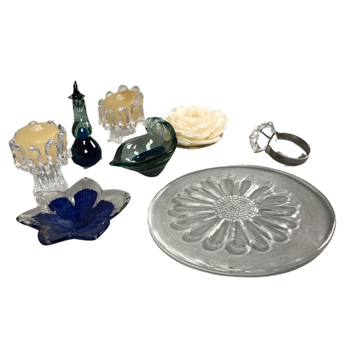 114 - Collection of Items Including Candle Holders, Mdina Seahorse & Mdina Bowl.