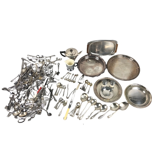 129 - Large Collection of Cutlery, Stainless & EPNS, Silver Plate Trays and a Silver Plate Mappin &amp... 