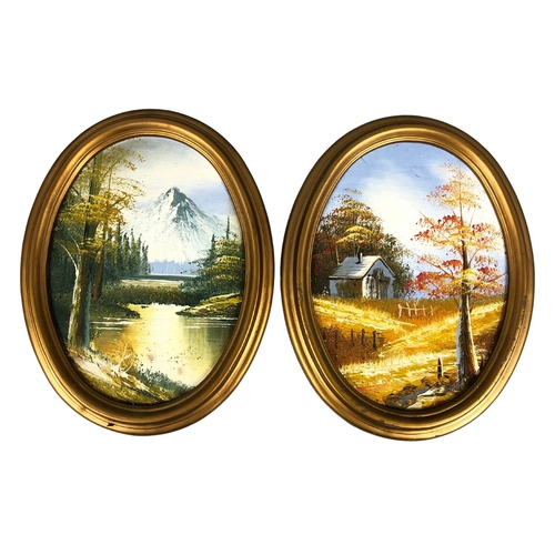 132 - Two Oval Pictures - Oil on Canvas Copy