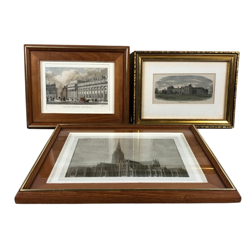 133 - Set of Three Architectural Pictures - 2x Victorian and One Later Print