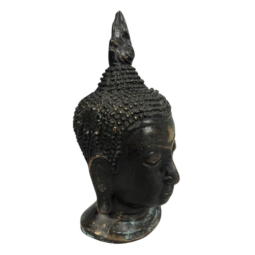 143 - Burmese Bronze Buddha Head H- 15cm