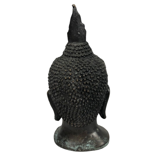 143 - Burmese Bronze Buddha Head H- 15cm