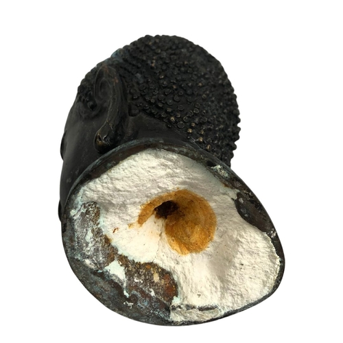 143 - Burmese Bronze Buddha Head H- 15cm