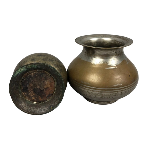 145 - Middle Eastern Antique Bronze Vase & Silvered Copper Vase