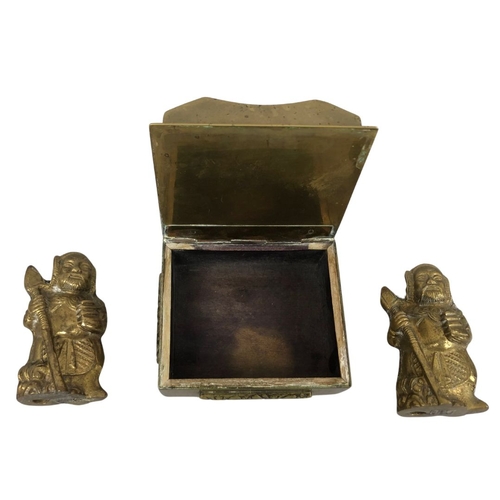 147 - Pair of Chinese Warriors Made in India & Mid Century Chinese Cloisonne Box