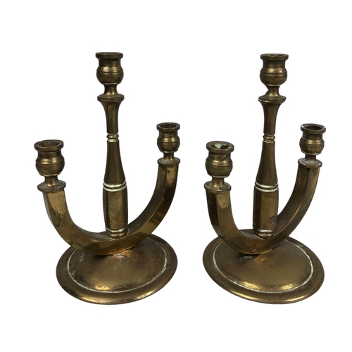 150 - Pair of Antique Brass Taper Candlesticks
