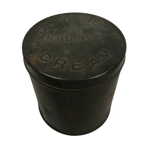 153 - Antique Silver Plated Glass Hip Flask & Genuine WW2 Ration Tin Clotted Cream 1/2 lb Net