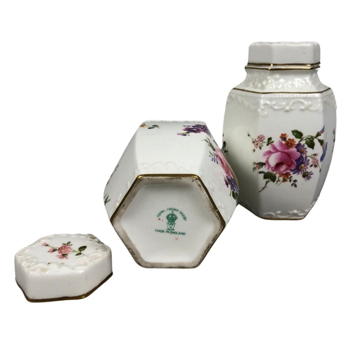 156 - Pair of Royal Crown Derby Lidded JarsH-12.5cm