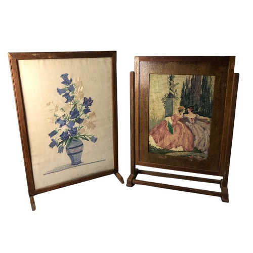 160 - Two Tapestry Embroidered Wooden Framed Fire Screens