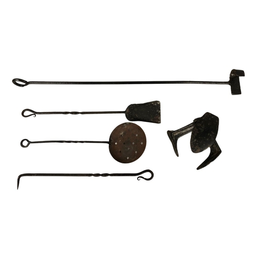 161 - Collection of Vintage Items including Shoe Last, Branding Iron with Letter 'J' and Fireside Set.