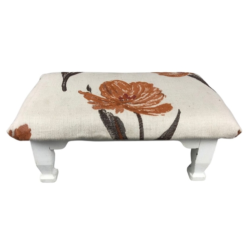 179 - Small Wooden Fabric Covered Footstool