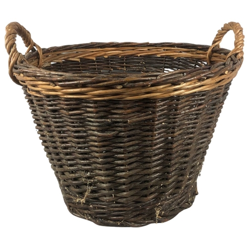 181 - Wicker Log Basket with Handles  55cms diameter x 46cms high.