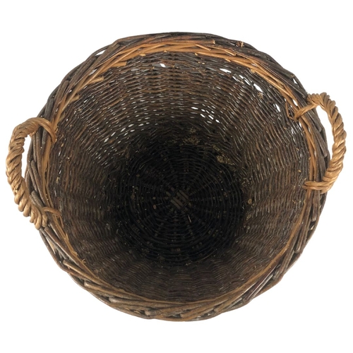 181 - Wicker Log Basket with Handles  55cms diameter x 46cms high.