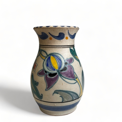 66 - A collection of hand painted Art pottery. Including a Quimper teapot, British Roskyl pottery jug and... 