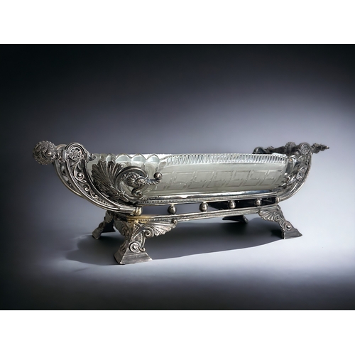 377 - A 19th century silver plate glass lined centrepiece.Phillip Ashberry & sons.Diamond registration... 