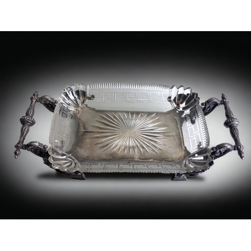 377 - A 19th century silver plate glass lined centrepiece.Phillip Ashberry & sons.Diamond registration... 