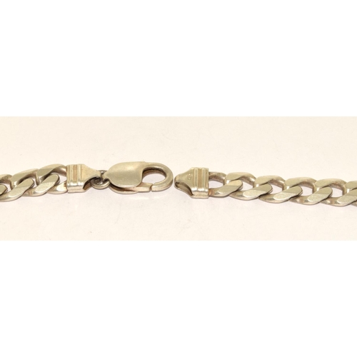 467 - 925 silver heavy flat link neck chain with good lobster catch 50cm long 65g