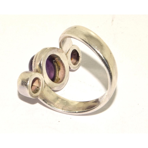 469 - 925 silver triple Amethyst ring size K