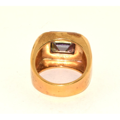 474 - 925 silver gilt gents moonstone signet ring with open work design shank  size U