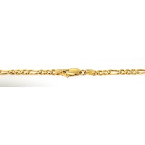 490 - 9ct gold Figaro neck chain with lobster claw clasp 50cm long approx 3.4g