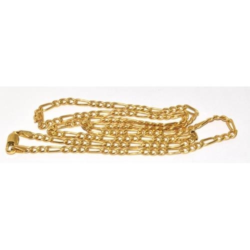 490 - 9ct gold Figaro neck chain with lobster claw clasp 50cm long approx 3.4g