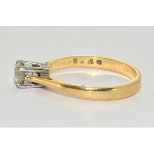 500 - 18ct gold ladies Diamond solitaire ring hall Marked in ring as 0.40ct size N