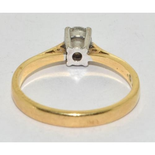 500 - 18ct gold ladies Diamond solitaire ring hall Marked in ring as 0.40ct size N