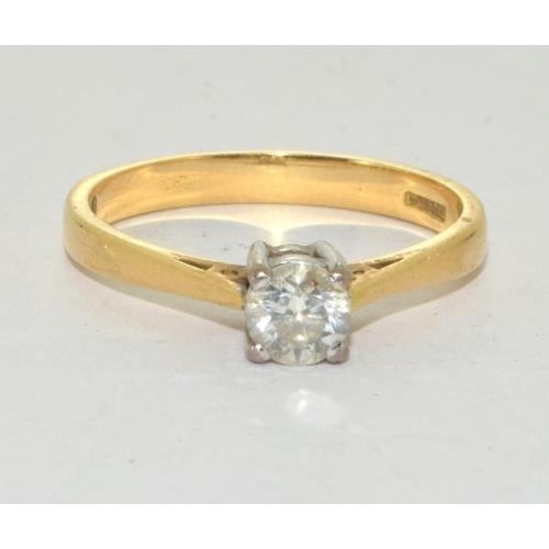 500 - 18ct gold ladies Diamond solitaire ring hall Marked in ring as 0.40ct size N