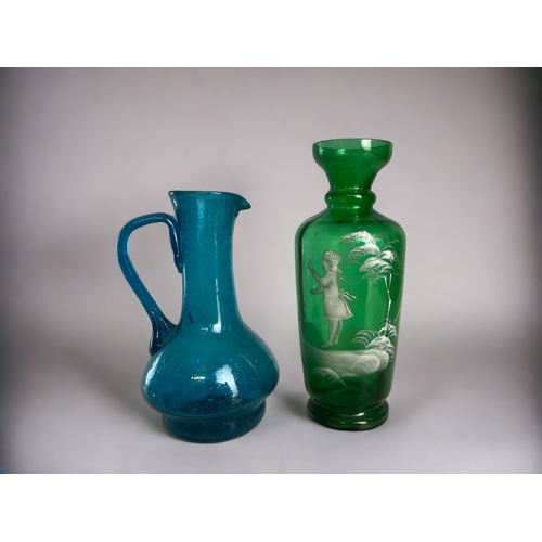 189 - A collection of glass, to include a Whitefriars 'Blue knobbly' vase, Geoffrey Baxter? strap vase and... 