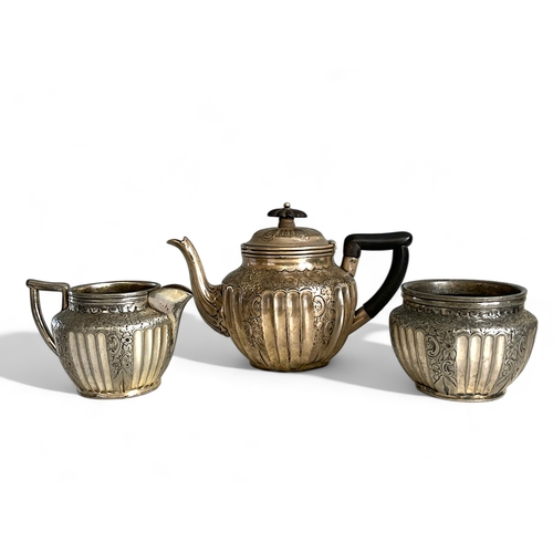 379 - A 19th century silver plate Batchelors tea set.By Atkin Brothers. Teapot - 13 x 19.5cm