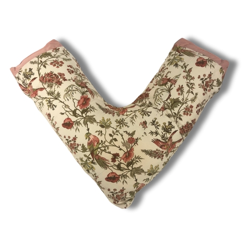 200 - Three Silk Embroidered Cushions and V Shaped pillow