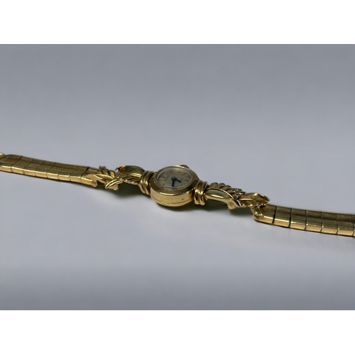 511 - 18CT GOLD LADIES ROLEX COCKTAIL WATCH. Circa 1958. With unusual 18ct gold 'leaf' design strap. Londo... 