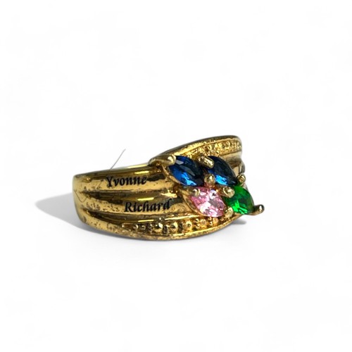 533 - Two sterling silver gilt ladies rings.Set with coloured gemstones.