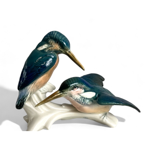 294 - Two Karl Ens porcelain 'Kingfisher' bird groups.